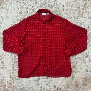 Vintage Retro Sheer Button Up Blouse
